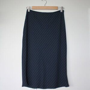 90s Rare Vintage Breechers Brook for Fairweather Navy Pinstripe Midi Skirt 26"